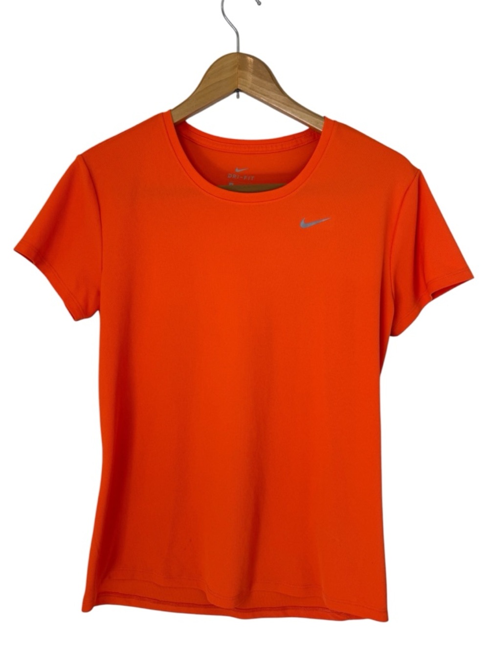 Nike Womens Dri-Fit Round Neck Short Sleeve Performance Tee‎ Size M Orange Gym